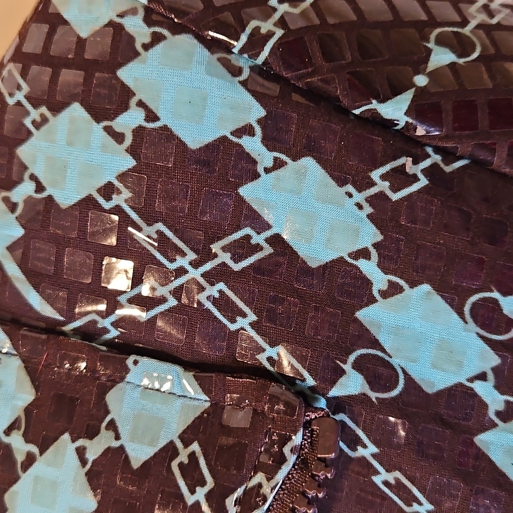 NABI Brown and Blue Patterned Jacket Blazer S Zip Up Stylish Unique Shiney NWOT - Picture 5 of 11